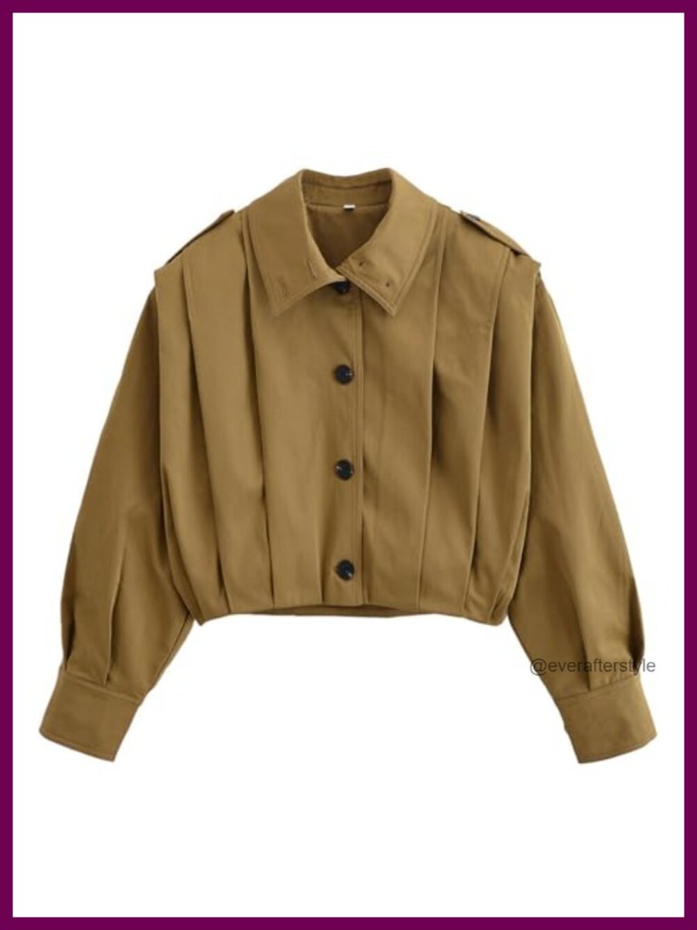 Cropped Pleated Trench Coat Casual Short Button Down Relaxed Fit